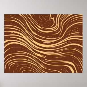 Abstract Brown and Gold Wood Grain Poster