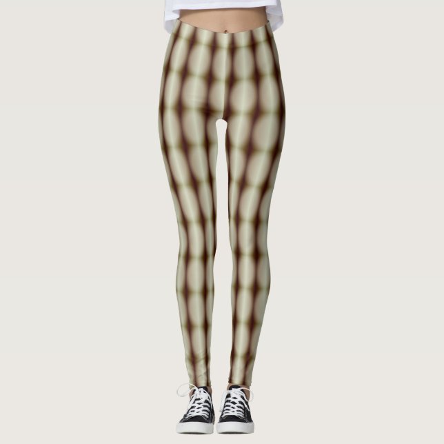 Abstract Brown and White Shades Leggings (Front)