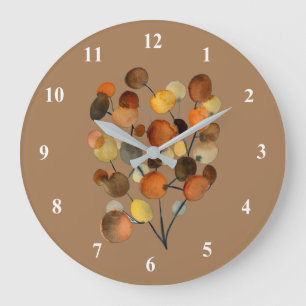 Abstract brown Autumn Earth Tree art Large Clock