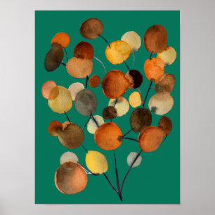 Abstract brown Autumn Earth Tree art Poster