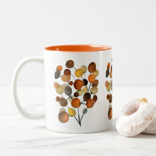 Abstract brown Autumn Earth Tree art Two-Tone Coffee Mug