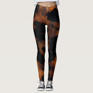 Abstract Brown & Black Texture Chic TortoiseShell Leggings