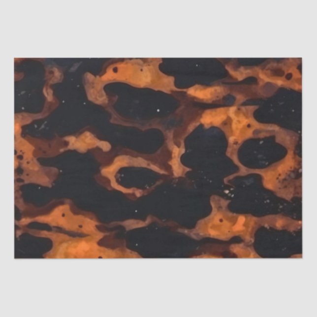 Abstract Brown & Black Texture, Chic TortoiseShell Tissue Paper (Front)