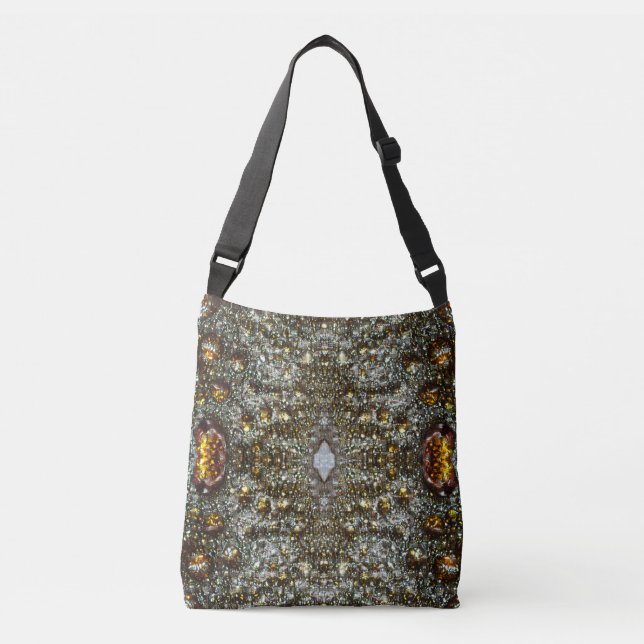 Abstract brown, dark grey glass texture pattern crossbody bag (Front)