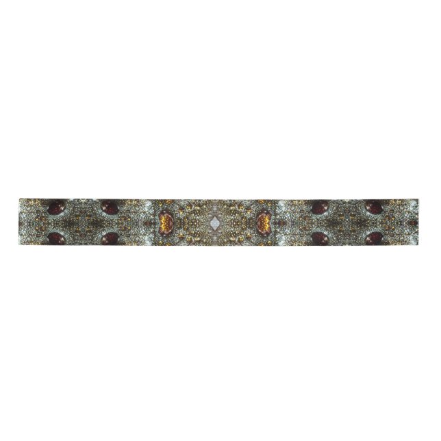 Abstract brown, dark grey texture pattern satin ribbon (Front)