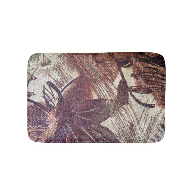 Abstract Brown Floral Design 1 Bath Mat (Front)
