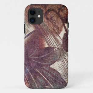 Abstract Brown Floral Design 1 iPhone 11 Case
