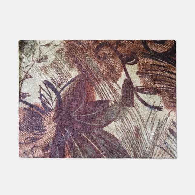 Abstract Brown Floral Design 1 Doormat (Front)