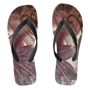 Abstract Brown Floral Design 1 Flip Flops