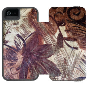 Abstract Brown Floral Design 1 Incipio Watson™ iPhone 5 Wallet Case