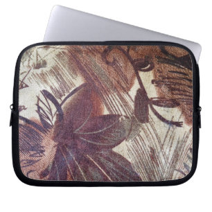 Abstract Brown Floral Design 1 Laptop Sleeve
