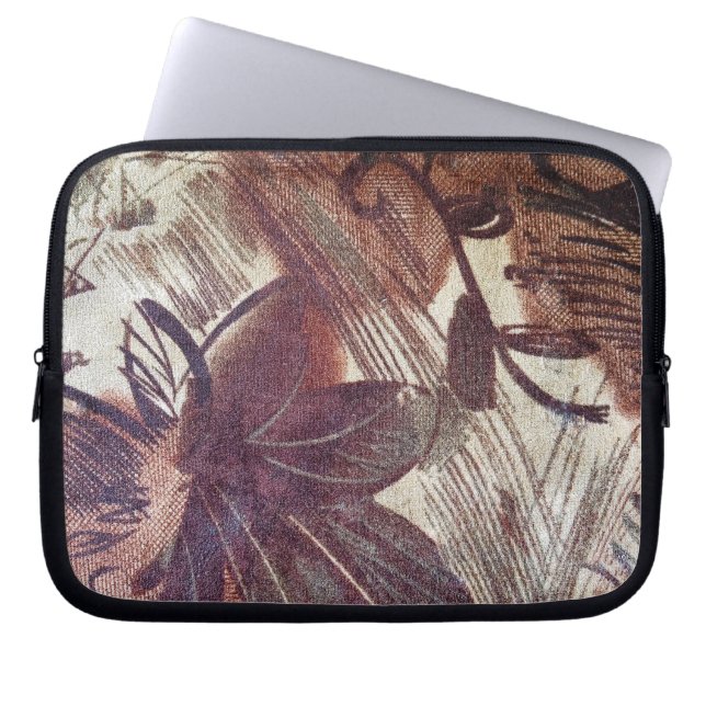 Abstract Brown Floral Design 1 Laptop Sleeve (Front)