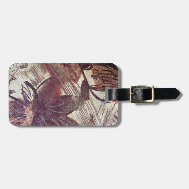 Abstract Brown Floral Design 1 Luggage Tag (Front Horizontal)