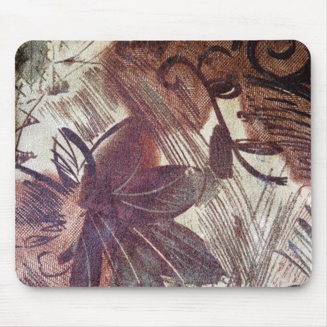 Abstract Brown Floral Design 1 Mouse Mat (Front)