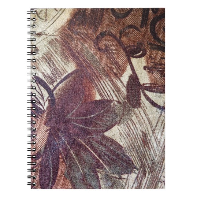 Abstract Brown Floral Design 1 Notebook (Front)