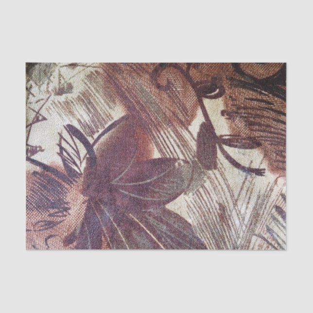 Abstract Brown Floral Design 1 Tissue Paper (Front)