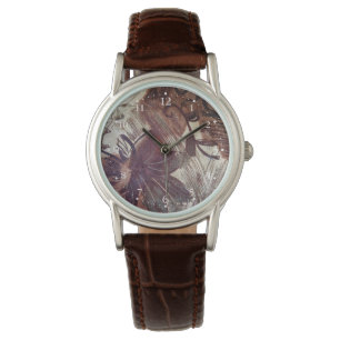 Abstract Brown Floral Design 1 Watch