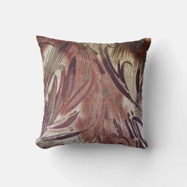 Abstract Brown Floral Design 2 Cushion (Front)