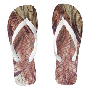 Abstract Brown Floral Design 2 Flip Flops