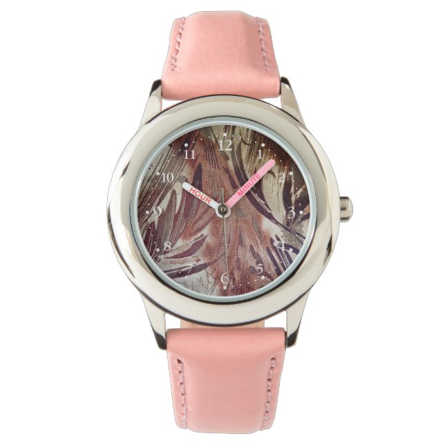 Abstract Brown Floral Design 2 Watch (Front)