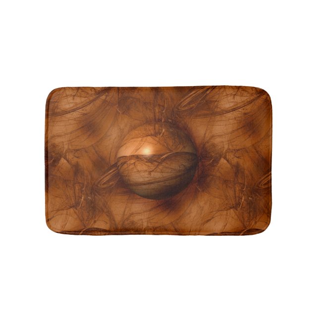 Abstract Brown Globe Bath Mat (Front)