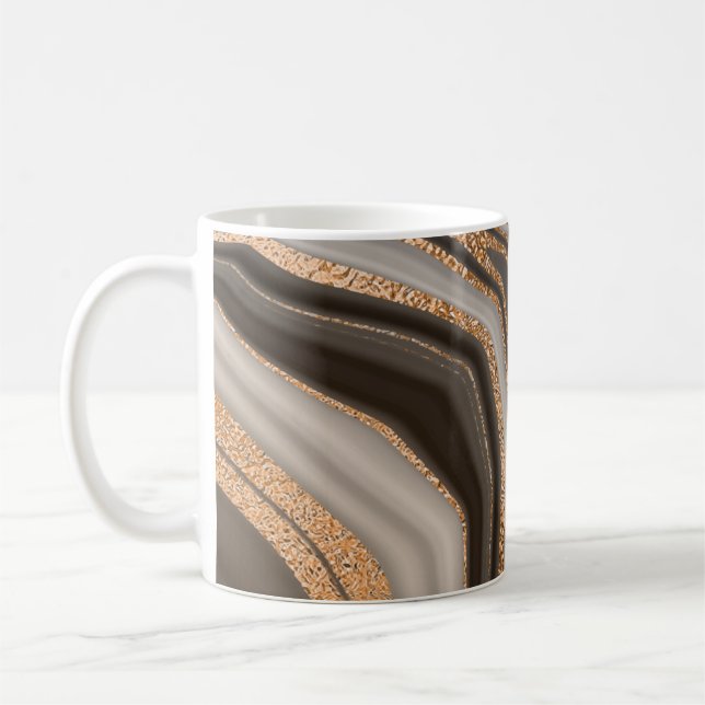Abstract brown marble with gold texture coffee mug (Left)