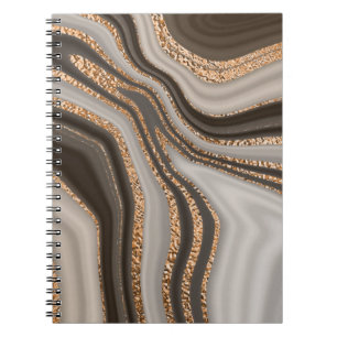 Abstract brown marble with gold texture notebook