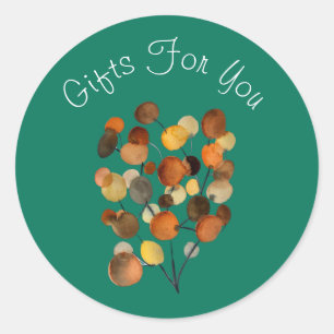 Abstract brown on teal Gift business branding Classic Round Sticker