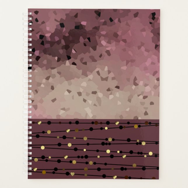 Abstract, brown, pink, pink-brown planner (Front)
