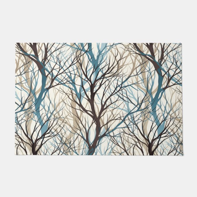 Abstract brown teal branches  doormat (Front)