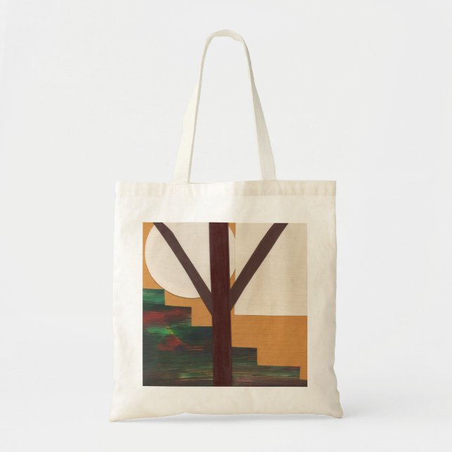 Abstract Brown Tree with Geometric Shapes Tote Bag (Front)