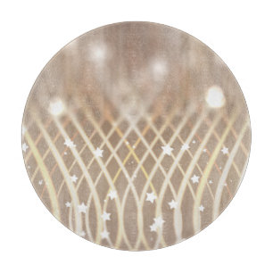 Abstract Brown, Waves Stars Background. Cutting Board