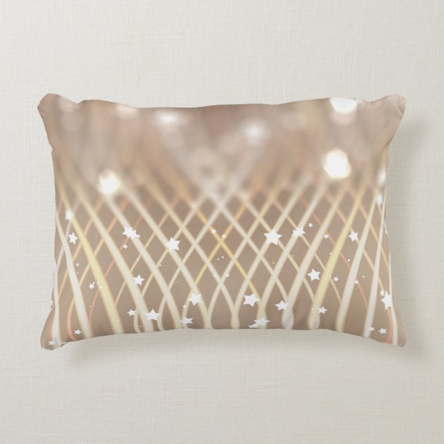 Abstract Brown, Waves Stars Background. Decorative Cushion (Front)