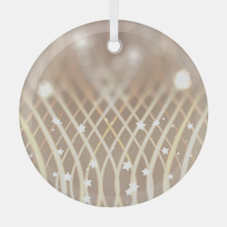 Abstract Brown, Waves Stars Background. Glass Tree Decoration