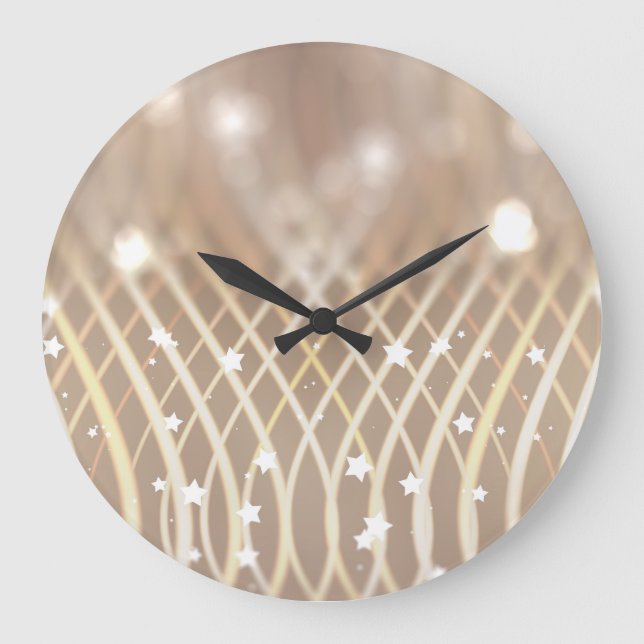 Abstract Brown, Waves Stars Background. Large Clock (Front)