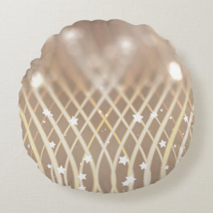 Abstract Brown, Waves Stars Background. Round Cushion
