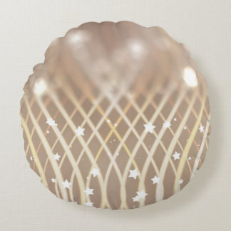 Abstract Brown, Waves Stars Background. Round Cushion