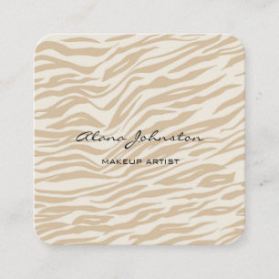 Abstract Brown Zebra Print Makeup Artist Square Business Card