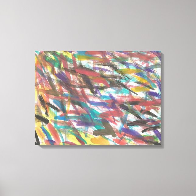 Abstract Brush Marks Colourful Canvas Print (Front)