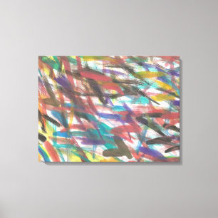 Abstract Brush Marks Colourful Canvas Print