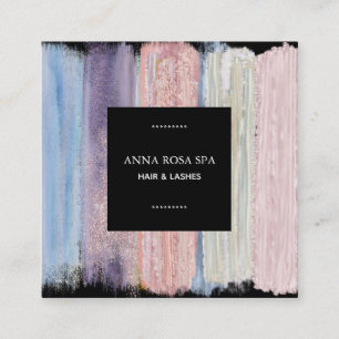 *~* Abstract Brush Splash Stripe Gold Glitter Square Business Card