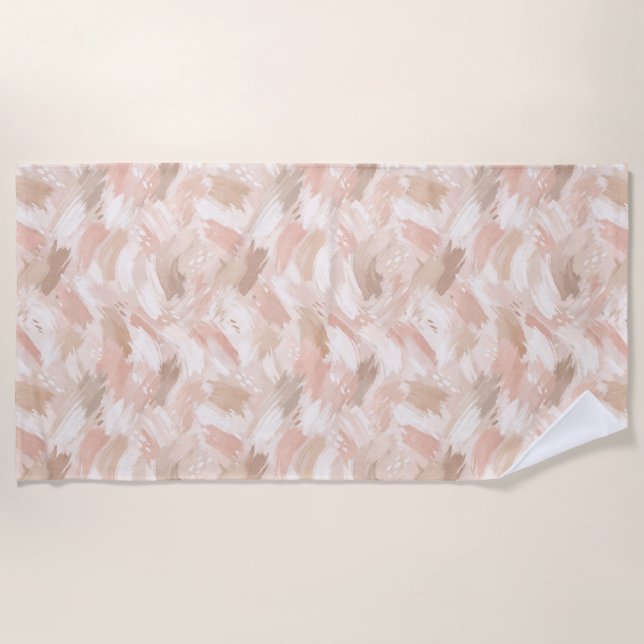 Abstract Brush Stroke Pattern Beach Towel (Front)