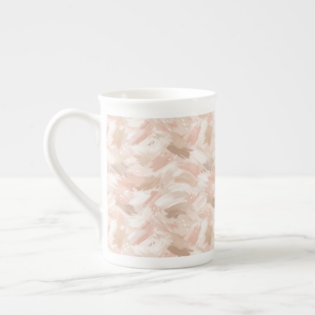 Abstract Brush Stroke Pattern Bone China Mug (Left)