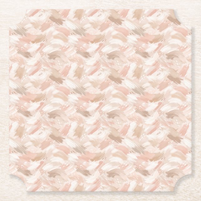 Abstract Brush Stroke Pattern Paper Coaster (Front)
