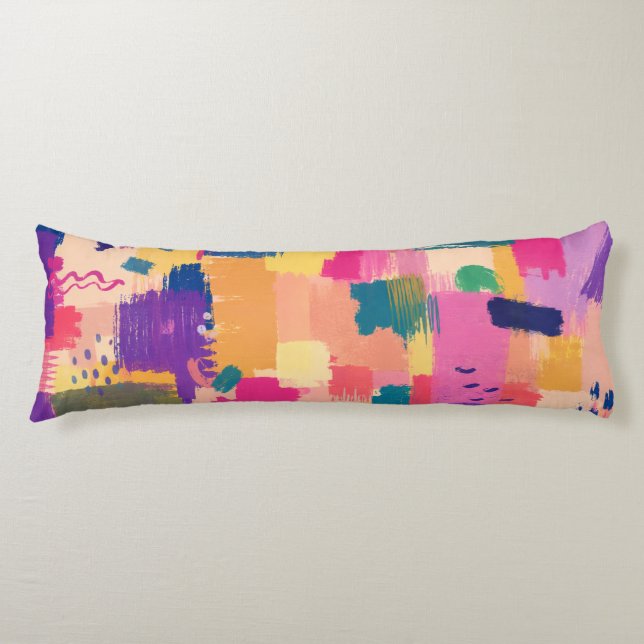 Abstract Brush Stroke Seamless Pattern Body Cushion (Front)