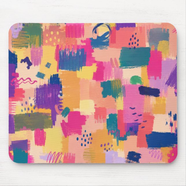 Abstract Brush Stroke Seamless Pattern Mouse Mat (Front)