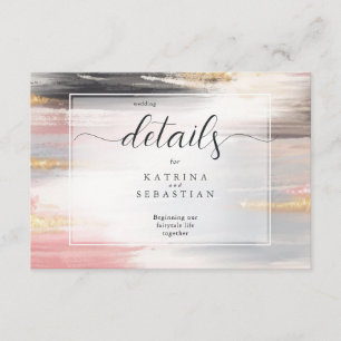 Abstract Brush Strokes Blush Gold Charcoal Enclosure Card