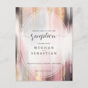 Abstract Brush Strokes Blush Gold Charcoal Enclosure Card