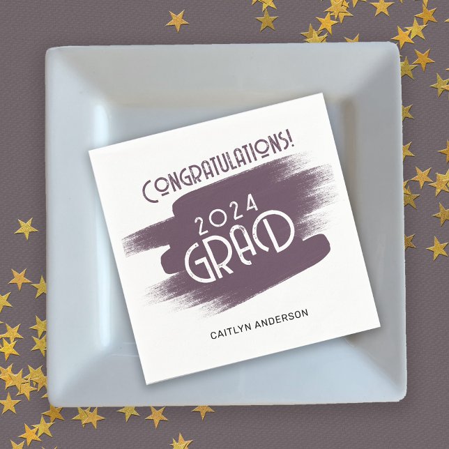 Abstract Brush Strokes Congratulations Grad Napkin (Creator Uploaded)
