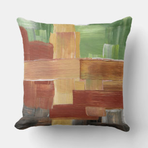 Abstract Brush Strokes Green, Brown, & Earth Tones Cushion
